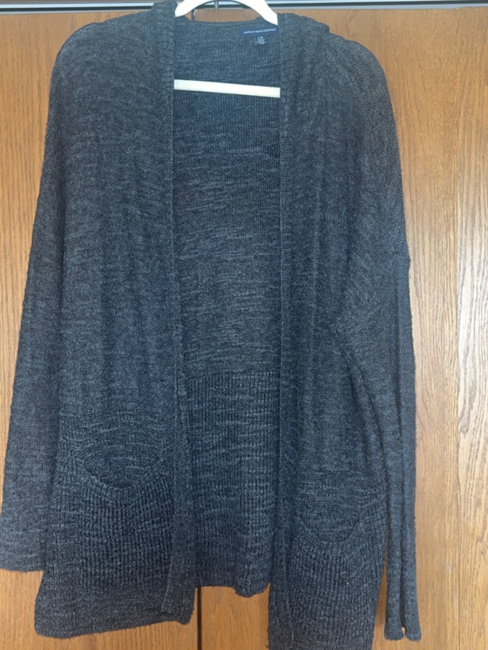 American Eagle Outfitters Dark Charcoal Open-Front Cardigan